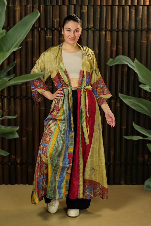 Kimono-inspired Jacket Dress 'Ukiyo' with hood - With imperfection
